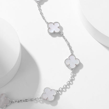 [⭐Renara]CLOVER 10 MOTIFS WHITE MOTHER OF PEARL NECKLACE