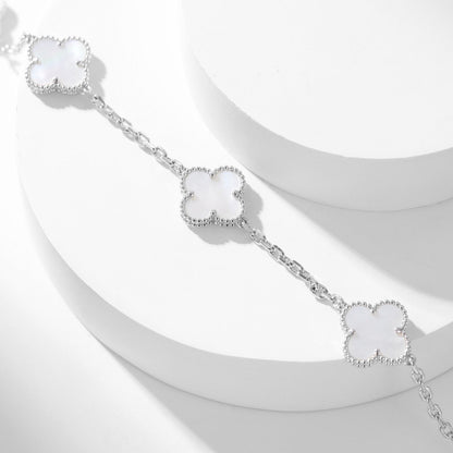 [⭐Renara]CLOVER 10 MOTIFS WHITE MOTHER OF PEARL NECKLACE