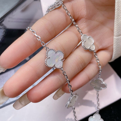 [⭐Renara]CLOVER 10 MOTIFS WHITE MOTHER OF PEARL NECKLACE