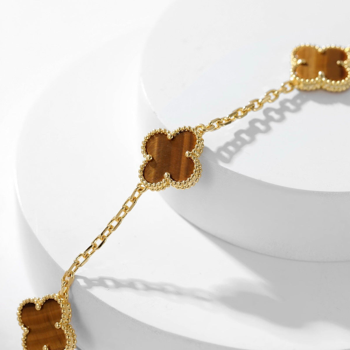 [⭐Renara]CLOVER 10 MOTIFS TIGER EYE NECKLACE