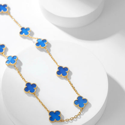[⭐Renara]CLOVER 10 MOTIFS BLUE AGATE NECKLACE