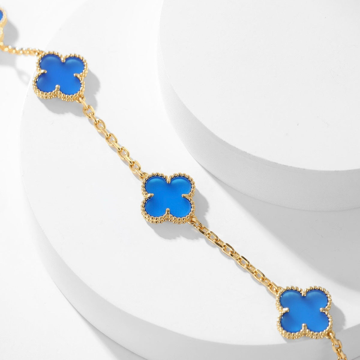 [⭐Renara]CLOVER 10 MOTIFS BLUE AGATE NECKLACE