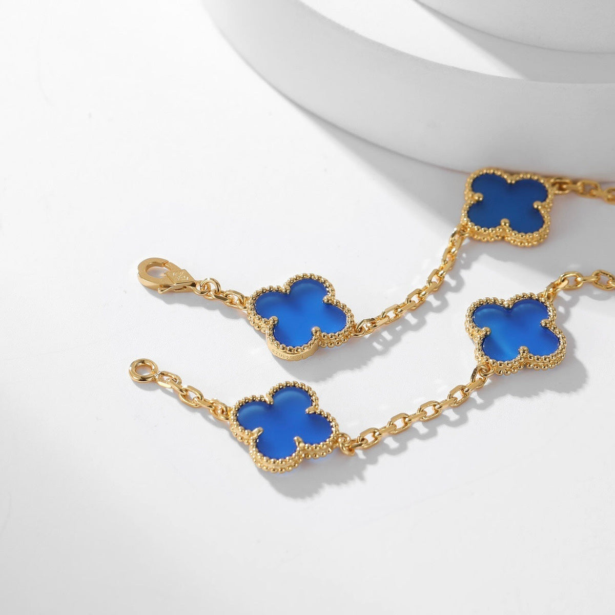 [⭐Renara]CLOVER 10 MOTIFS BLUE AGATE NECKLACE