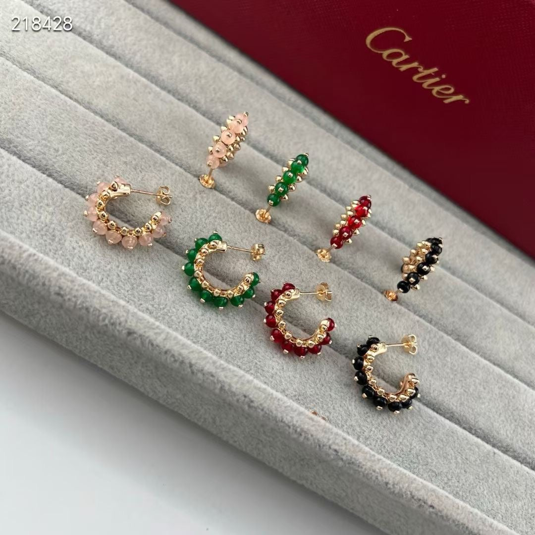 [⭐Renara]NEW COLORED GEMSTONE COLLECTION SMALL HOOP EARRINGS