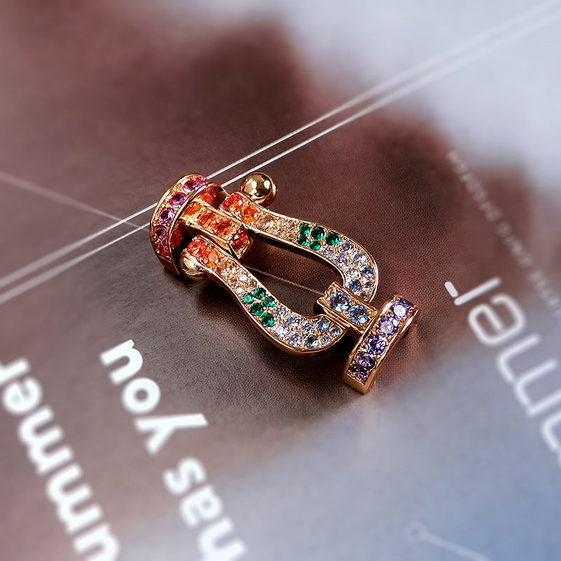 [⭐Renara]FORC LARGE HORSESHOE  COLORED DIAMOND BRACELET SILVER