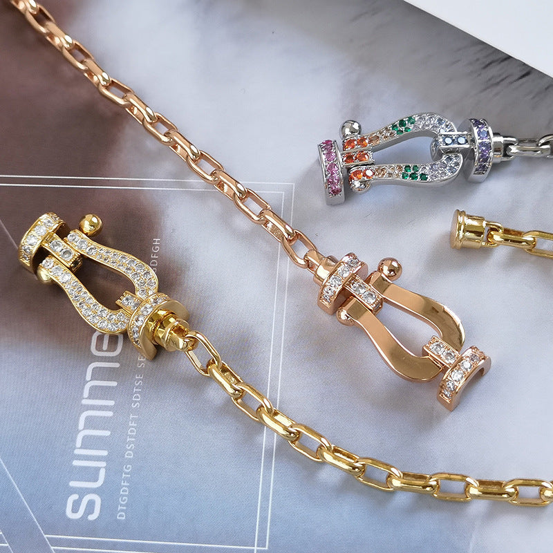 [⭐Renara]FORCE LARGE HORSESHOE CLASP  METAL BRACELET