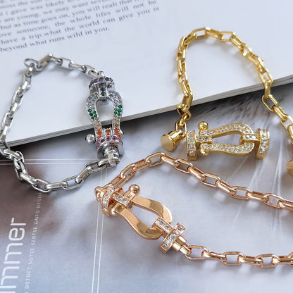 [⭐Renara]FORCE LARGE HORSESHOE CLASP  METAL BRACELET