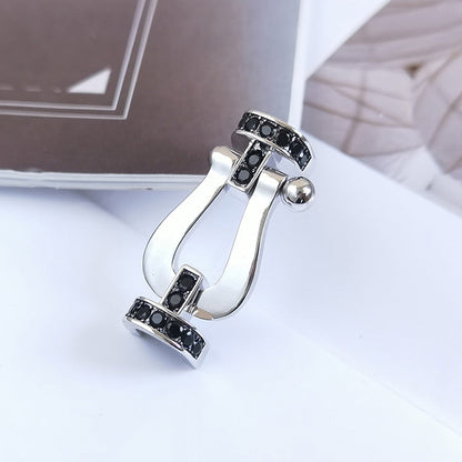 [⭐Renara]FORCE LARGE HORSESHOE BLACK DIAMOND BRACELET SILVER