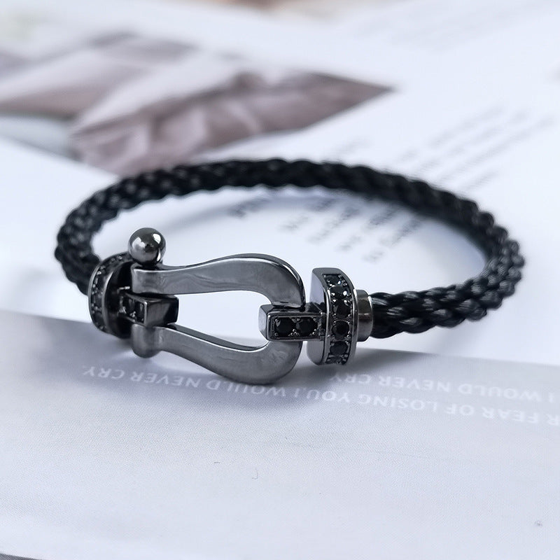 [⭐Renara]FORCE LARGE SERIES HORSESHOE BLACK SAMURAI BRACELET