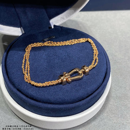 [⭐Renara]FORCE SMALL HORSESHOE  DIAMOND CHAIN ROPE BRACELET