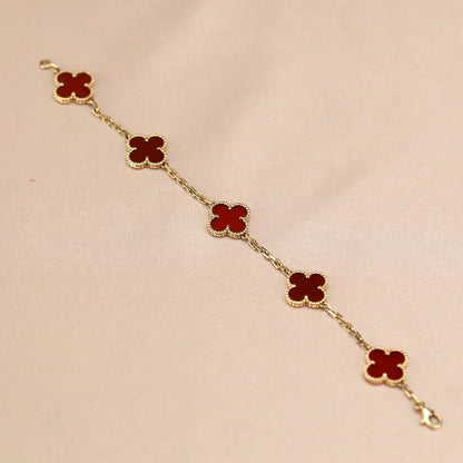 [⭐Renara] CLOVER 5 MOTIF RED CORNELIAN BRACELET COLLECTION