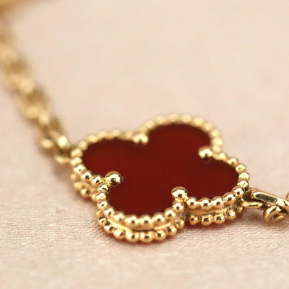 [⭐Renara] CLOVER 5 MOTIF RED CORNELIAN BRACELET COLLECTION