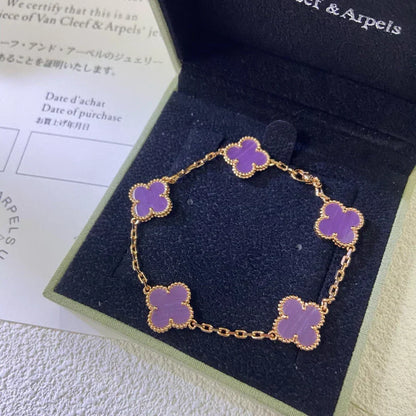 [⭐Renara] CLOVER 5 MOTIF VIOLET BRACELET COLLECTION