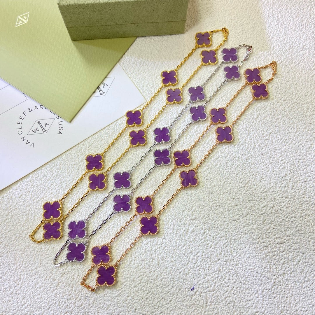 [⭐Renara Jewelry]CLOVER 10 MOTIFS  PURPLE VIOLET  NECKLACE
