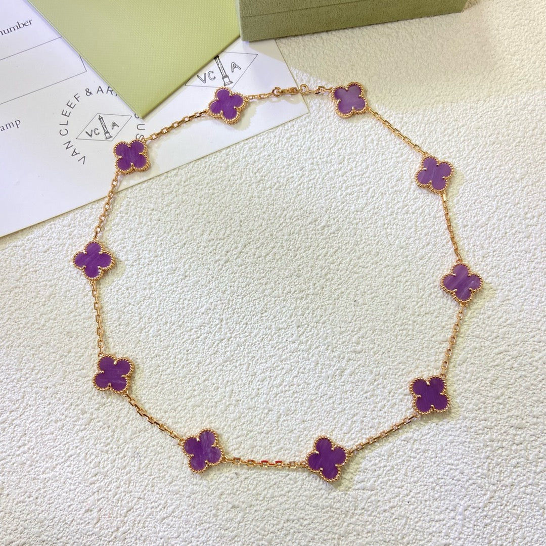 [⭐Renara Jewelry]CLOVER 10 MOTIFS  PURPLE VIOLET  NECKLACE