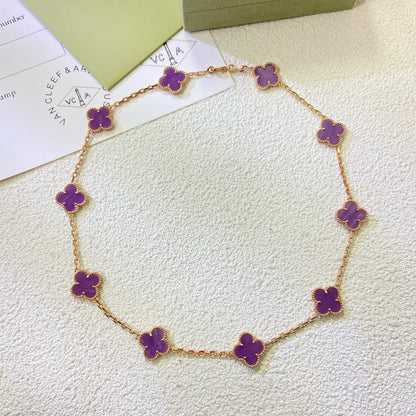 [⭐Renara Jewelry]CLOVER 10 MOTIFS  PURPLE VIOLET  NECKLACE