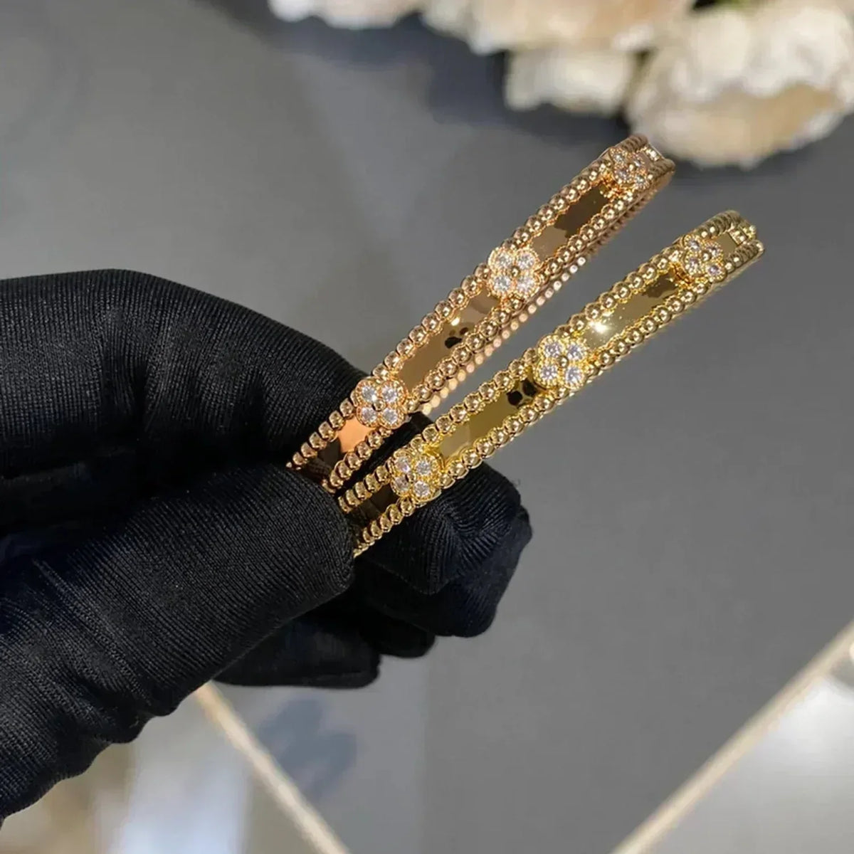 [⭐Renara]CLOVER BRACELET 4MM DIAMONDS