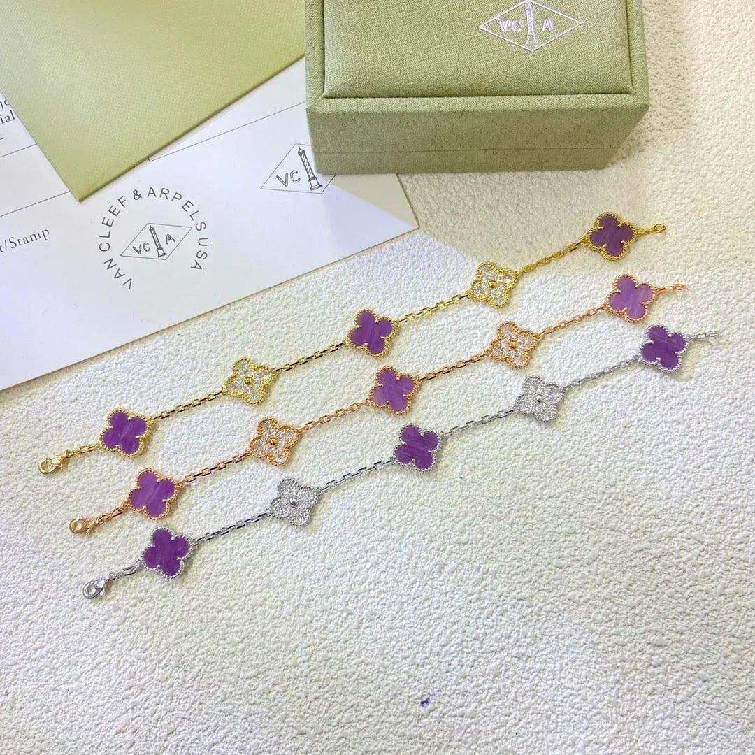 [⭐Renara] CLOVER 5 MOTIF VIOLET BRACELET COLLECTION