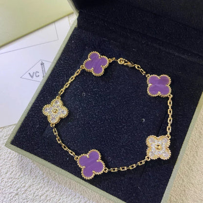 [⭐Renara] CLOVER 5 MOTIF VIOLET BRACELET COLLECTION