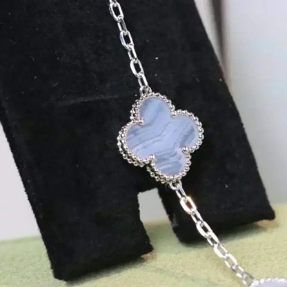 [⭐Renara] CLOVER 5 MOTIF PURPLE CHALCEDONY BRACELET COLLECTION