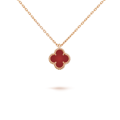 [⭐Renara]CLOVER MINI 9.5MM WHITE CARNELIANS NECKLACE