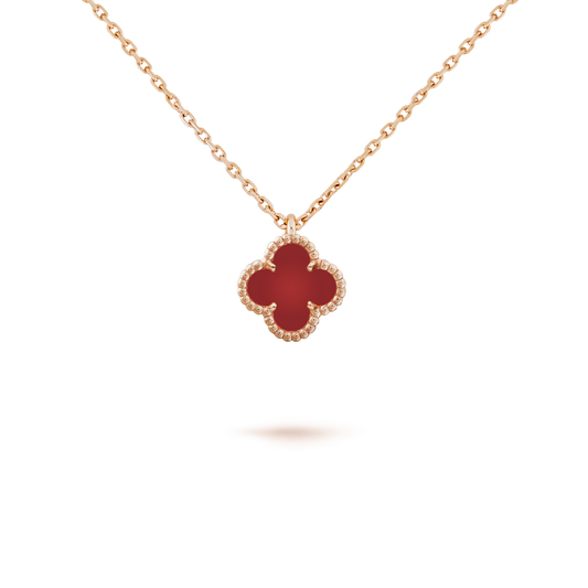 [⭐Renara]CLOVER MINI 9.5MM WHITE CARNELIANS NECKLACE