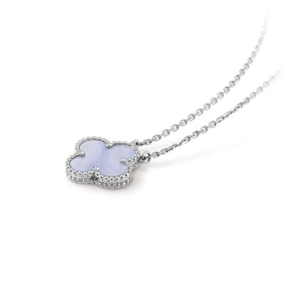 [⭐Renara]CLOVER 15MM BLUE CHALCEDONY NECKLACE SILVER