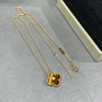 [⭐Renara]CLOVER 15MM DIAMOND AND YELLOW TIGER'S EYE AGATE necklace