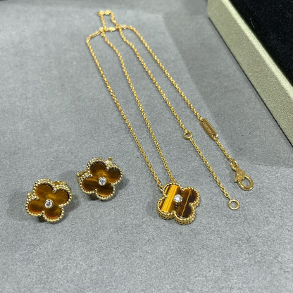 [⭐Renara]CLOVER 15MM DIAMOND AND YELLOW TIGER'S EYE AGATE necklace