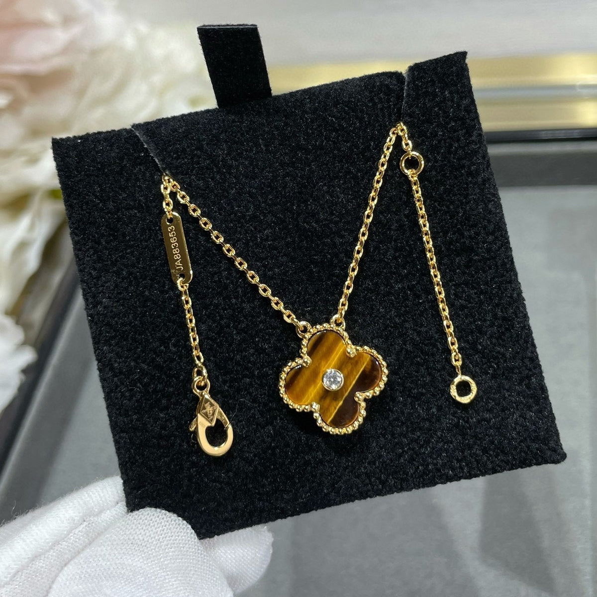 [⭐Renara]CLOVER 15MM DIAMOND AND YELLOW TIGER'S EYE AGATE necklace