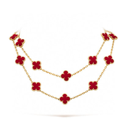 [⭐Renara]CLOVER 20 MOTIFS CARNELIAN NECKLACE