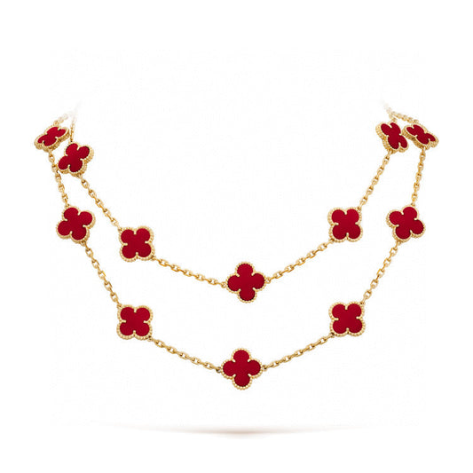 [⭐Renara]CLOVER 20 MOTIFS CARNELIAN NECKLACE