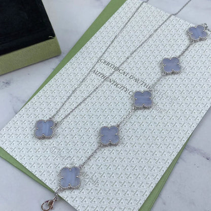 [⭐Renara] CLOVER 5 MOTIF PURPLE CHALCEDONY BRACELET COLLECTION