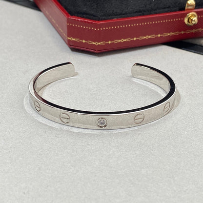 [⭐Renara]LOVE BRACELET 6.1MM 1 DIAMOND OPEN CUFF