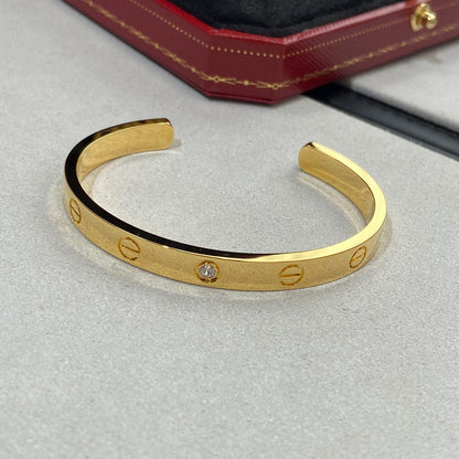 [⭐Renara]LOVE BRACELET 6.1MM 1 DIAMOND OPEN CUFF