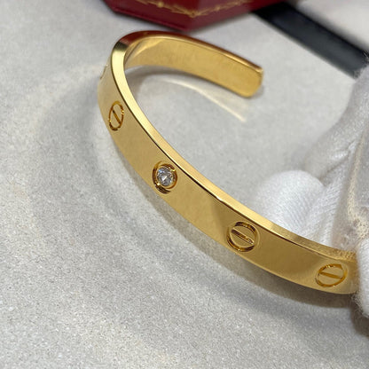 [⭐Renara]LOVE BRACELET 6.1MM 1 DIAMOND OPEN CUFF