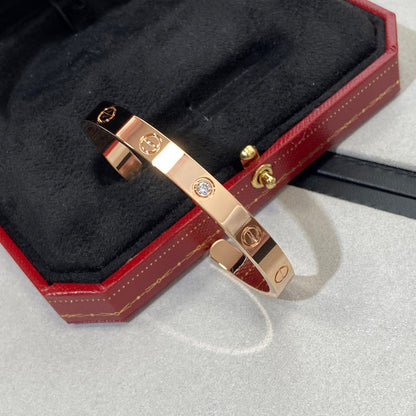 [⭐Renara]LOVE BRACELET 6.1MM 1 DIAMOND OPEN CUFF