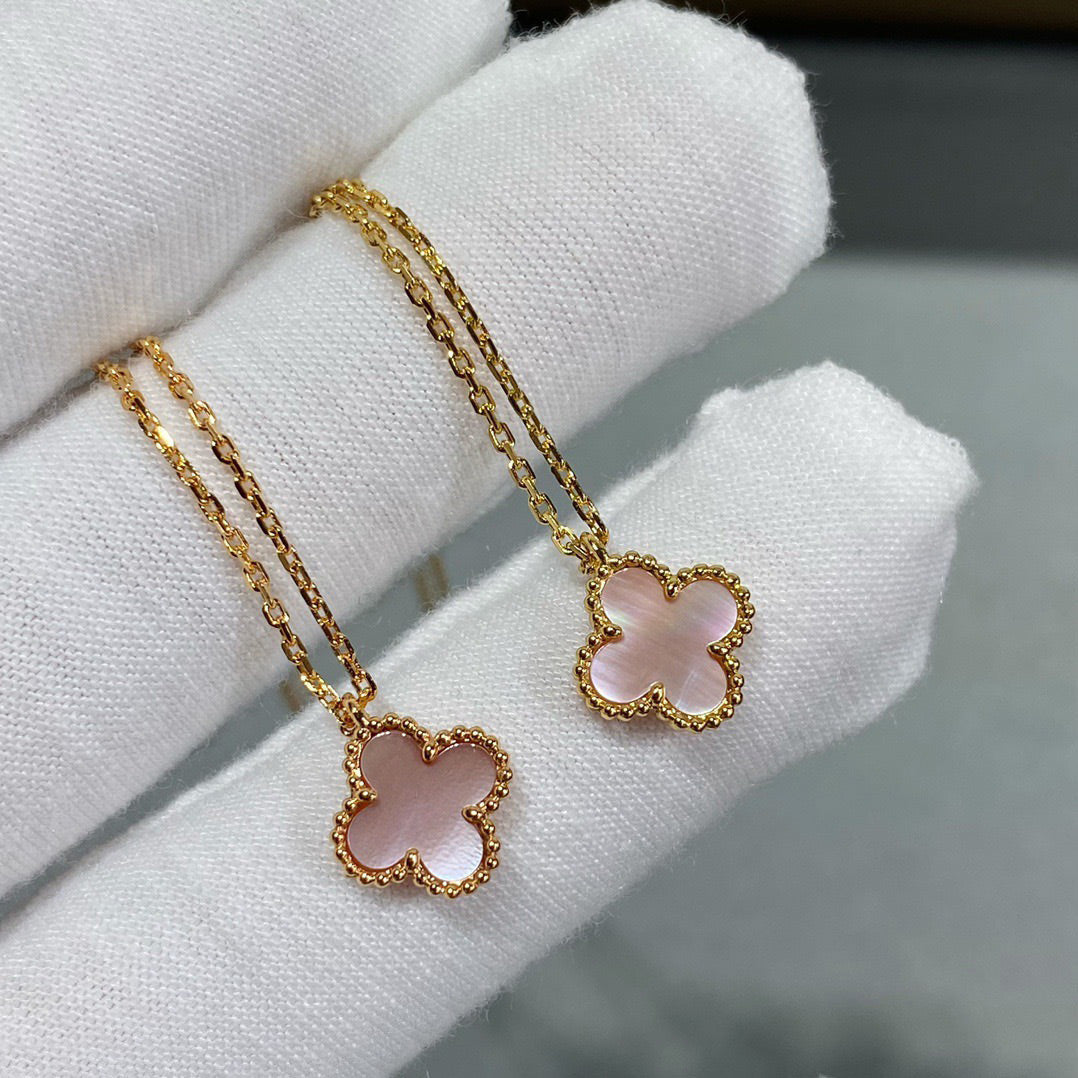 [⭐Renara]CLOVER 15MM PINK MOTHER-OF-PEARL SINGLE FLOWER NECKLACE