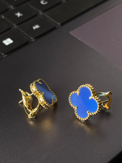 [⭐Renara] CLOVER LARGE (20mm) 1 MOTIFS BLUE MOP STUD EARRINGS