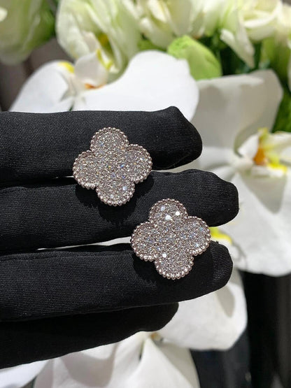 [⭐Renara]CLOVER 20MM MOTIFS DIAMOND STUD EARRINGS SILVER