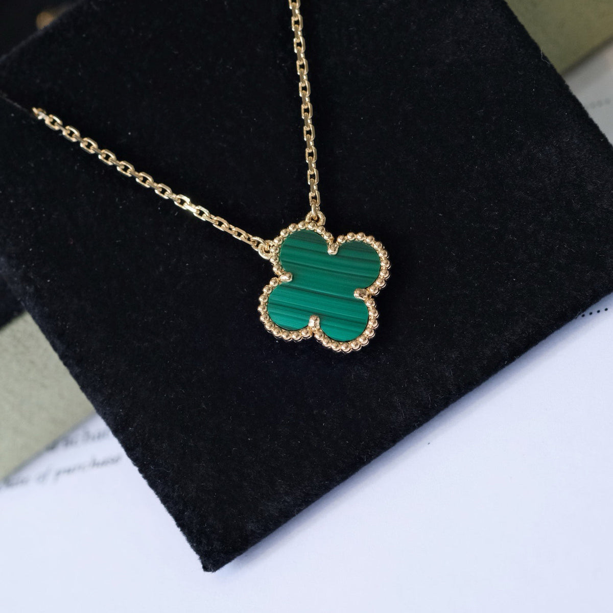 [⭐Renara]CLOVER 15MM MALACHITE SINGLE FLOWER  NECKLACE