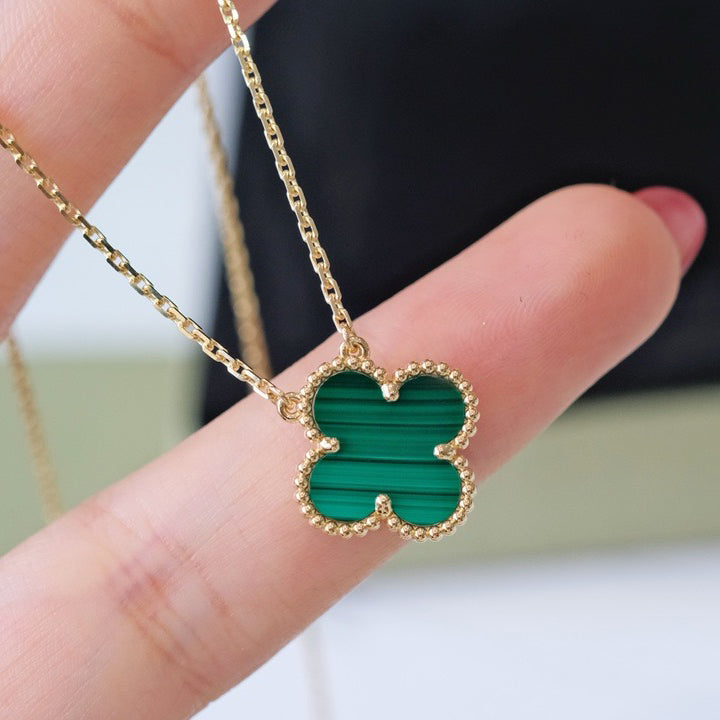 [⭐Renara]CLOVER 15MM MALACHITE SINGLE FLOWER  NECKLACE