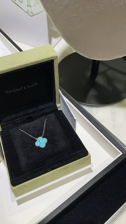 [⭐Renara]CLOVER 15MM DIAMOND SVRES PORCELAIN  NECKLACE SILVER