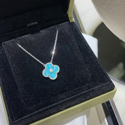 [⭐Renara]CLOVER 15MM DIAMOND SVRES PORCELAIN  NECKLACE SILVER