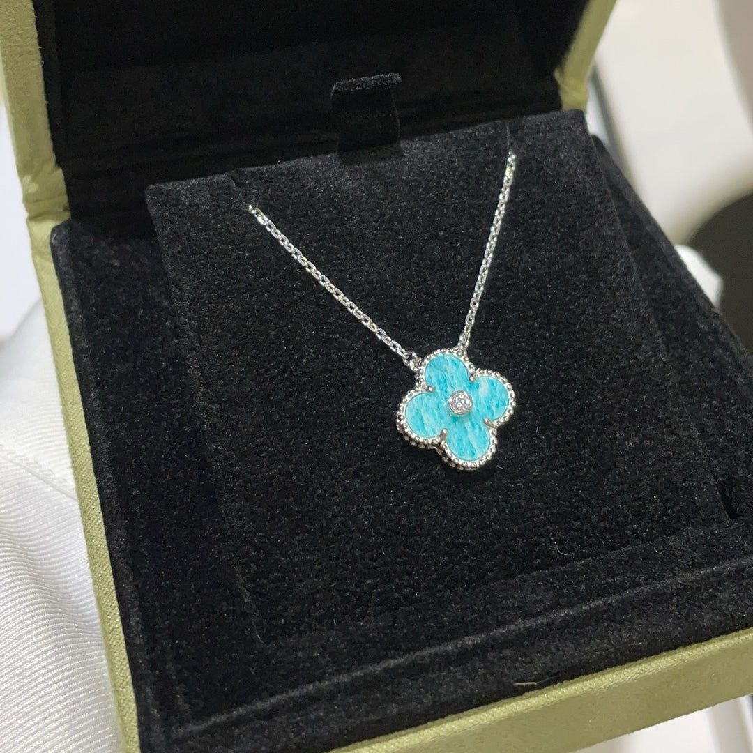 [⭐Renara]CLOVER 15MM DIAMOND SVRES PORCELAIN  NECKLACE SILVER