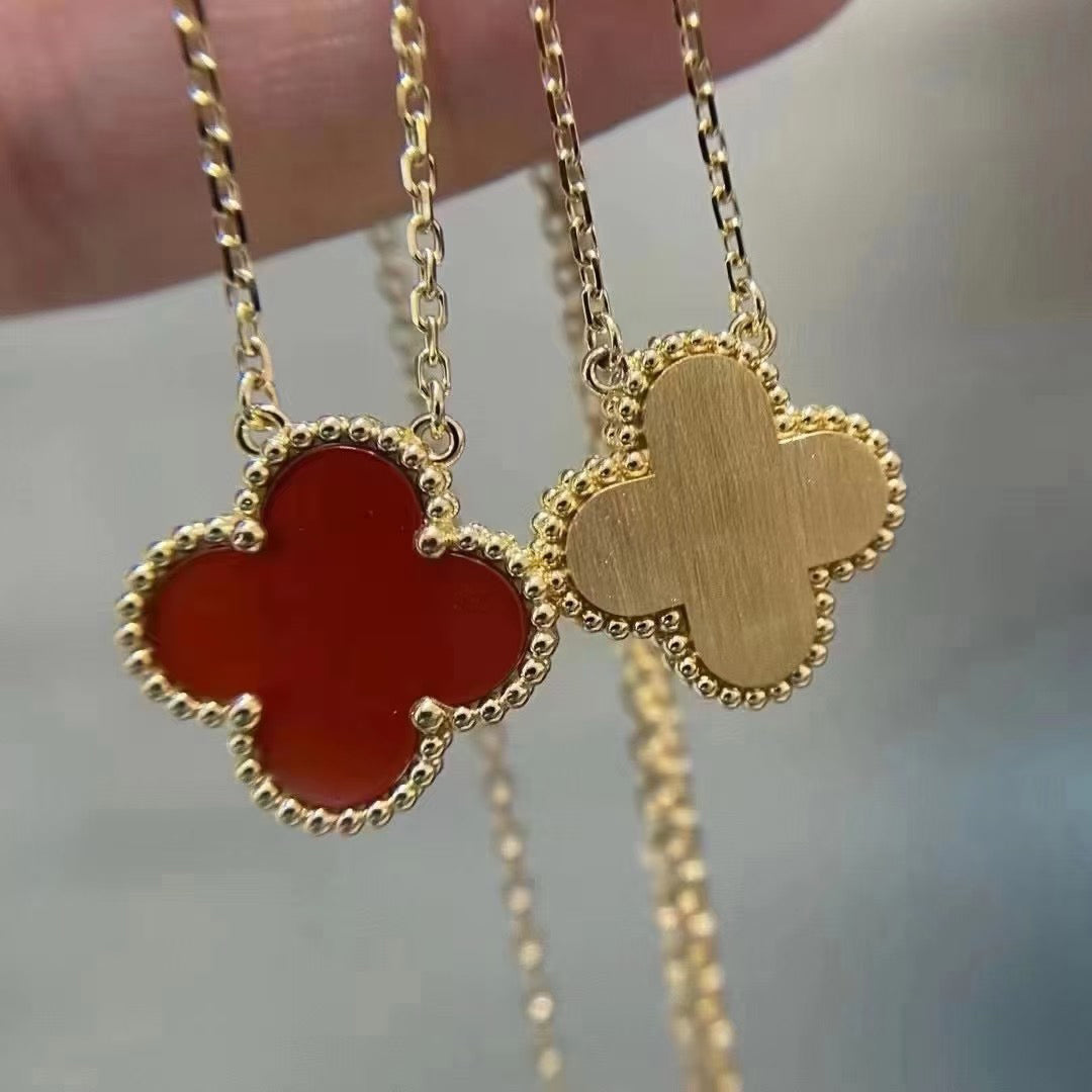 [⭐Renara]CLOVER 15MM CARNELIAN SINGLE FLOWER NECKLACE