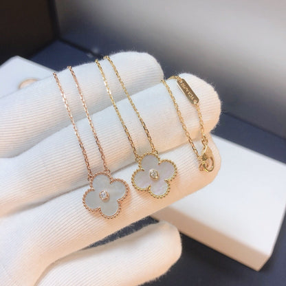 [⭐Renara]CLOVER 15MM DIAMOND WHITE FRITILLARIA NECKLACE