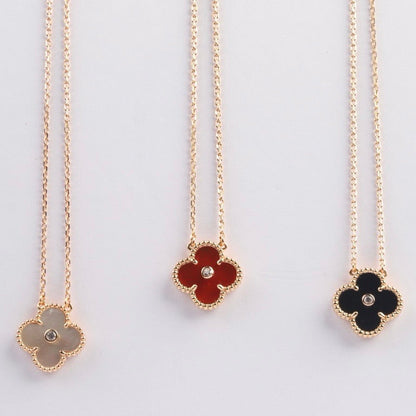 [⭐Renara]CLOVER 15MM DIAMOND CARNELIAN NECKLACE