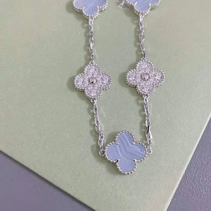[⭐Renara] CLOVER 5 MOTIF PURPLE CHALCEDONY BRACELET COLLECTION