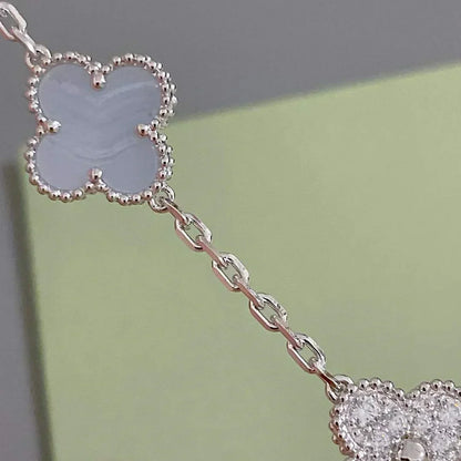 [⭐Renara] CLOVER 5 MOTIF PURPLE CHALCEDONY BRACELET COLLECTION